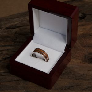 Alternative view of Hawaiian double wood Titanium ring